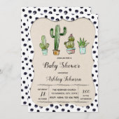 かわいいサボテンの誕生日パーティーの招待 招待状 (正面/裏面)