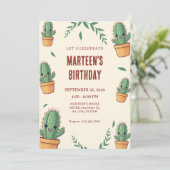 かわいいサボテンの誕生日 招待状 (スタンド正面)