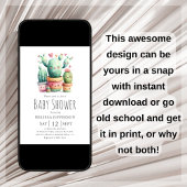 かわいいサボテンの赤ちゃんシャワー 招待状