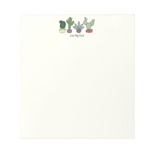 かわいいサボテンの鉢植えが好き  ノートパッド (正面)