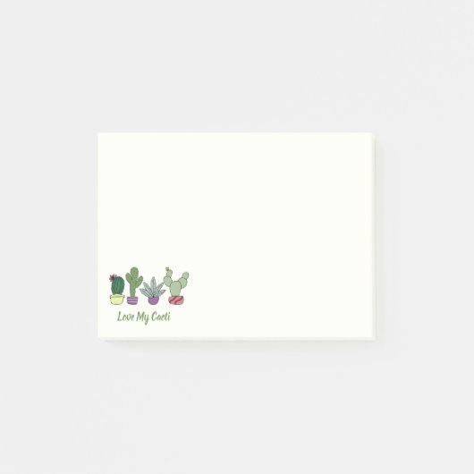 かわいいサボテンの鉢植え私のサボテンの多肉植物を愛する ポストイット (正面)