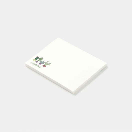 かわいいサボテンの鉢植え私のサボテンの多肉植物を愛する ポストイット (アングル)