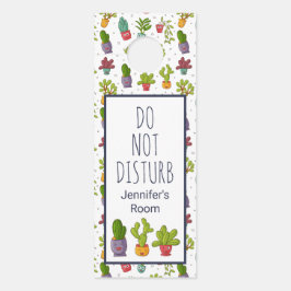 かわいいサボテンを花のポットで邪魔しない ドアノブサイン