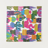 かわいいサボテンカラフル:シームレスなおもしろい タペストリー (正面(横))