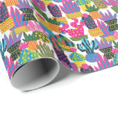 かわいいサボテンカラフル：シームレスなおもしろい ラッピングペーパー (ロールコーナー)