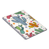 かわいいサボテンヴィンテージシームレスパターン ノートブック (右側)