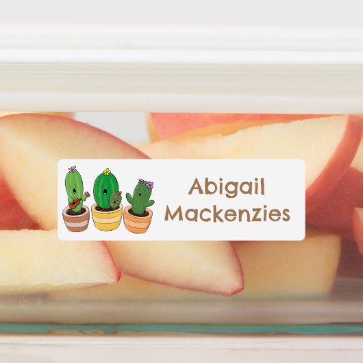 かわいいサボテン三尾の歌の漫画パーソナライズされた ラベル (貼付)