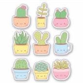 かわいいサボテン多肉植物の落書きコレクション シール (正面)