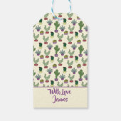 かわいいサボテン多肉植物ハッピーバースデー模様 ギフトタグ (裏面)