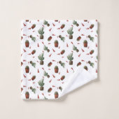 かわいいサボテン柄 バスタオルセット (ウォッシュタオル)