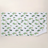 かわいいサボテン柄 ビーチタオル (正面)