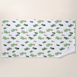 かわいいサボテン柄 ビーチタオル