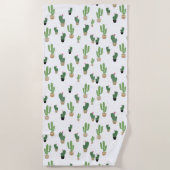 かわいいサボテン柄 ビーチタオル (正面)