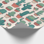 かわいいサボテン模様デザイン ラッピングペーパー (角)