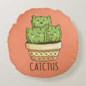 かわいいサボテン猫 ラウンドクッション (正面)