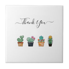 かわいいサボテン緑の花自然 タイル