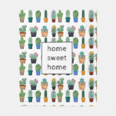 かわいいサボテン緑の花自然 フリースブランケット (正面)