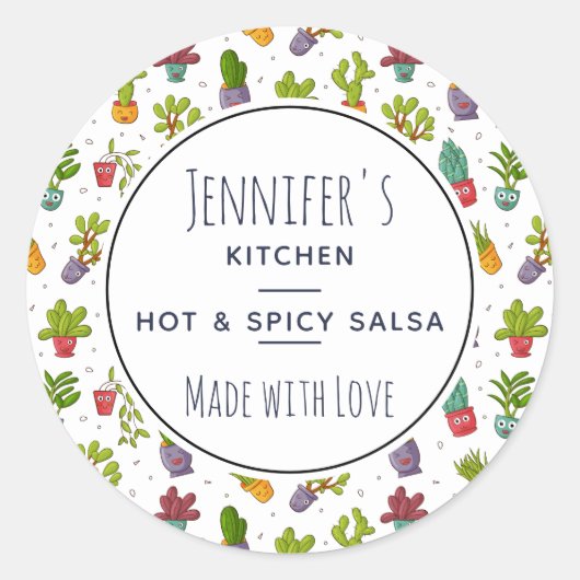 かわいいサボテン自然多肉パターンキッチン ラウンドシール (正面)