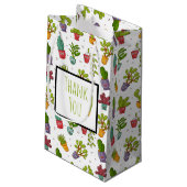 かわいいサボテン自然多肉柄ありがとう スモールペーパーバッグ (裏面アングル)