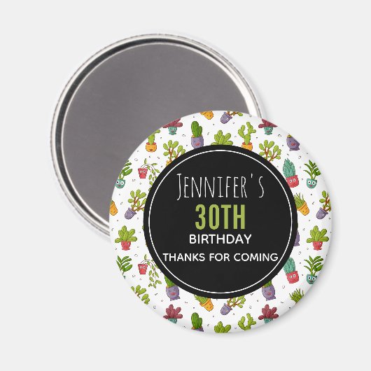 かわいいサボテン自然多肉柄ありがとう マグネット (正面/裏面)