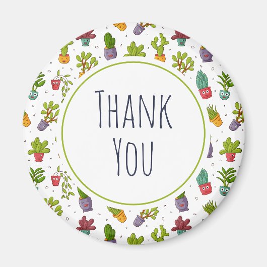 かわいいサボテン自然多肉柄ありがとう マグネット (正面)