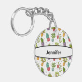 かわいいサボテン自然多肉模様 キーホルダー (正面左)