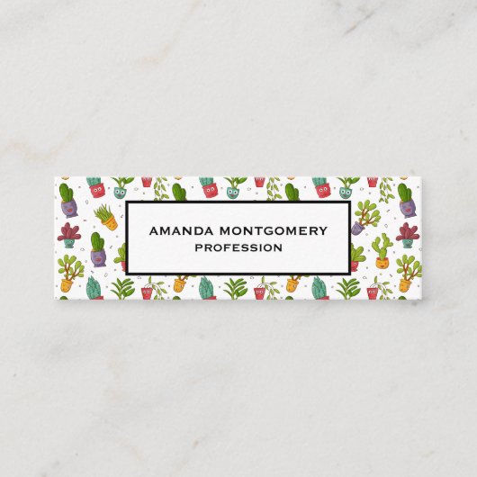 かわいいサボテン自然多肉模様 スキニー名刺 (正面)