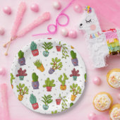 かわいいサボテン自然多肉模様 ペーパープレート (パーティー)