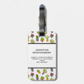 かわいいサボテン自然多肉模様 ラゲッジタグ (裏面縦)