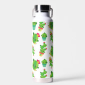 かわいいサボテン、グリーンサボテン、サボテン柄 ウォーターボトル (正面)