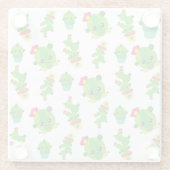 かわいいサボテン、グリーンサボテン、サボテン柄 ガラスコースター (裏面)