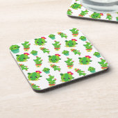 かわいいサボテン、グリーンサボテン、サボテン柄 コースター (左側)