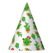 かわいいサボテン、グリーンサボテン、サボテン柄 パーティーハット (左)