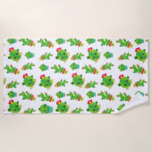 かわいいサボテン、グリーンサボテン、サボテン柄 ビーチタオル (正面)