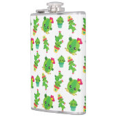 かわいいサボテン、グリーンサボテン、サボテン柄 フラスク (左)