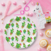 かわいいサボテン、グリーンサボテン、サボテン柄 ペーパープレート (パーティー)