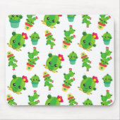かわいいサボテン、グリーンサボテン、サボテン柄 マウスパッド (正面)