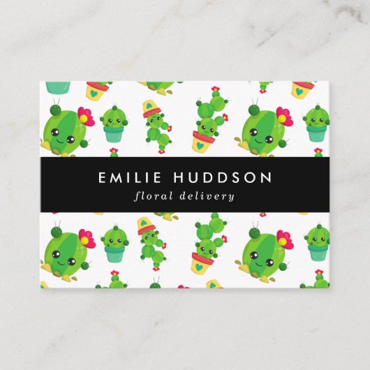 かわいいサボテン、グリーンサボテン、フローリィ、花屋 名刺 (正面)