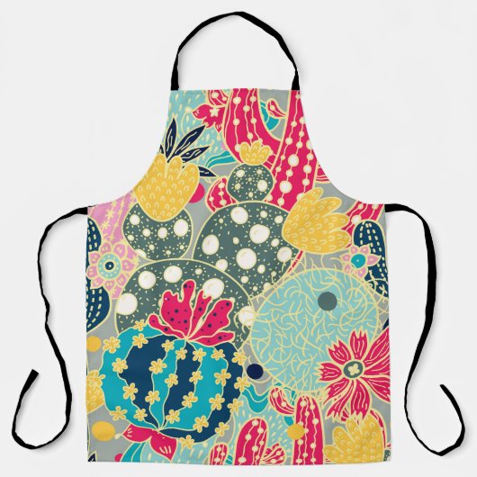 かわいいサボテン。シームレスカラフルなパターン。  エプロン (正面)