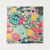 かわいいサボテン。シームレスカラフルなパターン。  タペストリー (正面(横))