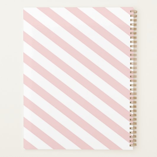 かわいいサボテン ピンク 白 ストライプ柄 プランナー手帳 (裏面)