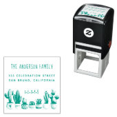 かわいいサボテン |ファミリカスタムー名と差出人住所 セルフインキングスタンプ (インサイチュ)