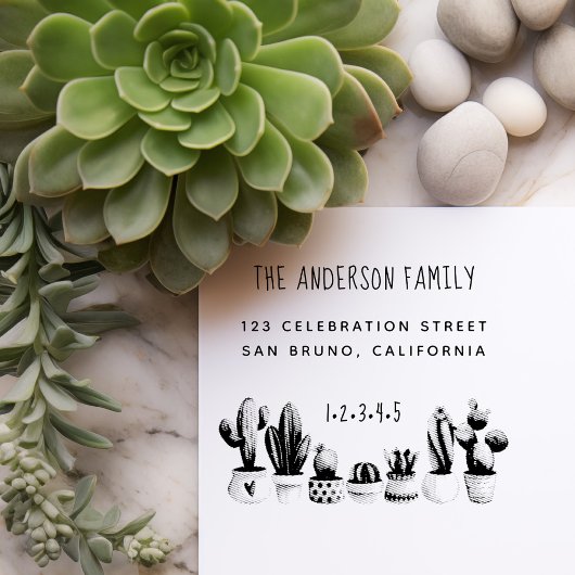 かわいいサボテン |ファミリカスタムー名と差出人住所 セルフインキングスタンプ