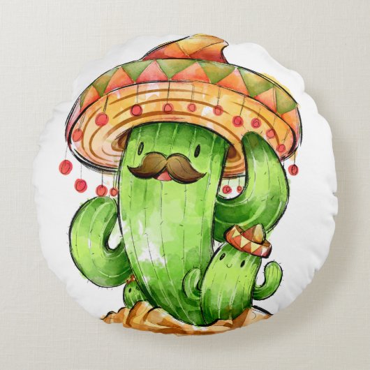 かわいいサボテン ラウンドクッション (正面)