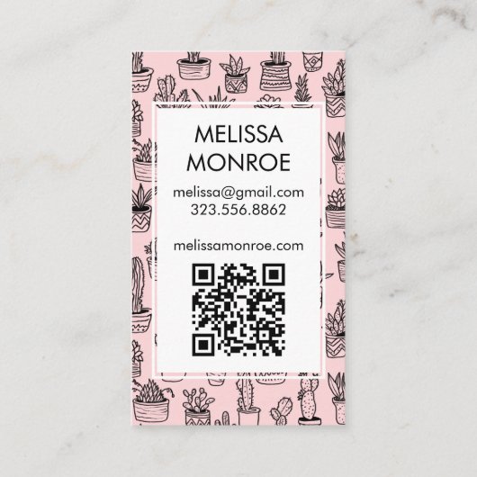 かわいいサボテン&多肉食QRコードご注文ありがとうございます 名刺 (裏面)
