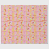 かわいいサボテン、晴れた黄色ストライプのと雲 ラッピングペーパー (フラット)