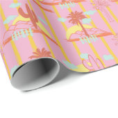 かわいいサボテン、晴れた黄色ストライプのと雲 ラッピングペーパー (ロールコーナー)