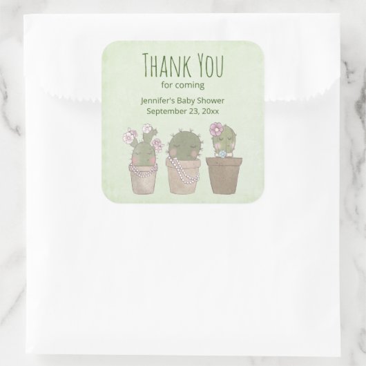 かわいいサボトリオ着用ジュエリーパーティーありがとう スクエアシール (バッグ)