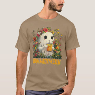 かわいいサマーウィーン幽霊フラワーハロウィンアート1 Tシャツ