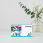 かわいいサマーガールビーチパームツリーズブルーブラックブシン 名刺 (スタンド正面)